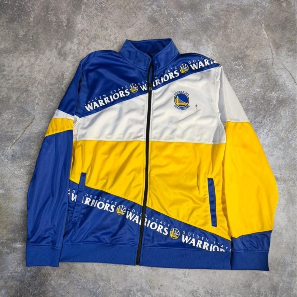 Golden State Warriors NBA blue yellow fullzip track jacket XXL basketball warmup